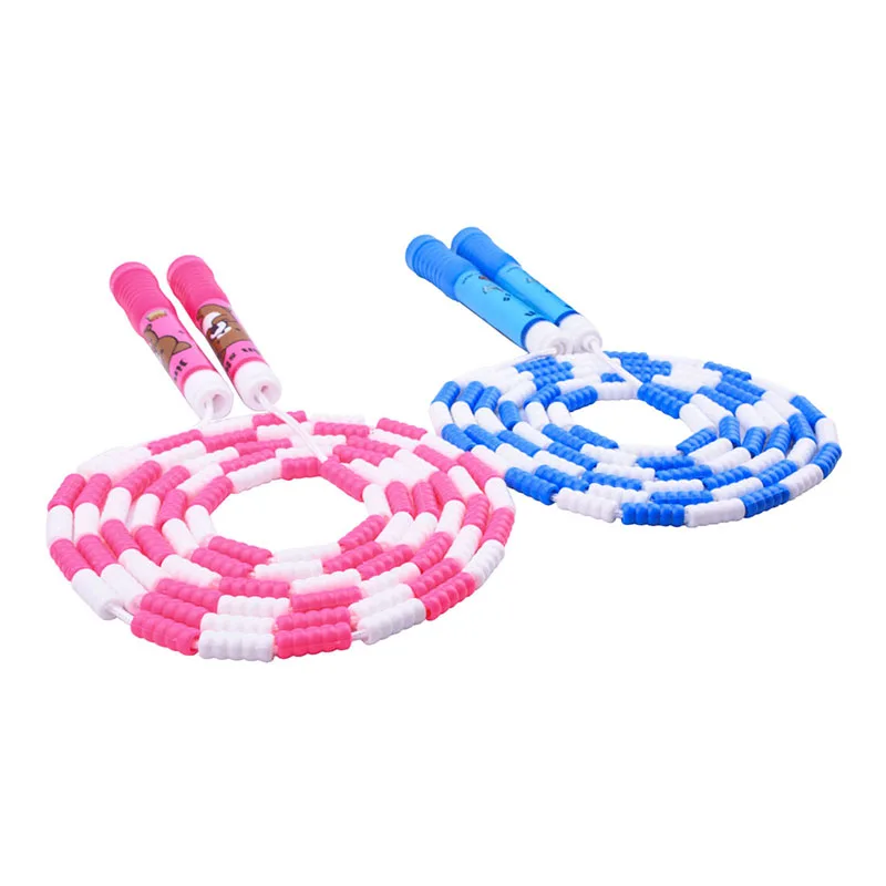 

Kids Jump Rope Cross jump Kids Gym Equipment Bamboo Beaded Rope Home Fitness Weight Loss Workout Gear, Orange, pink, blue