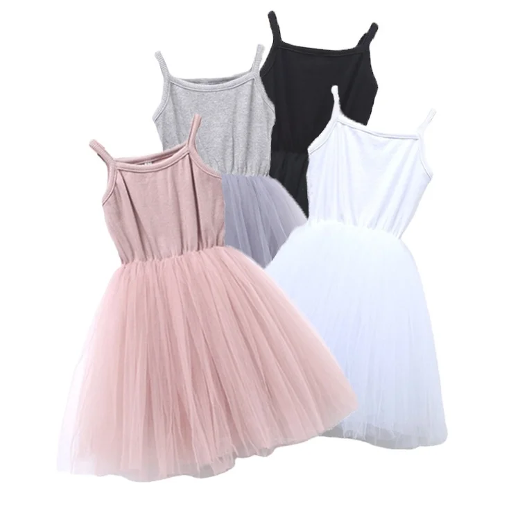 

Wholesale 1-7 Years Kids Ballet Tulle Slip Girl Dresses Casual Spaghetti Strap Sleeveless Mesh Tutu Baby Girl's Dress, Picture shows