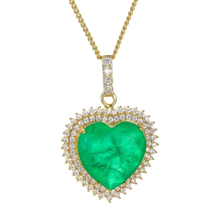 

fashion gold plated gemstone diamond heart shape fusion stone necklace jewelry for women bijouterie