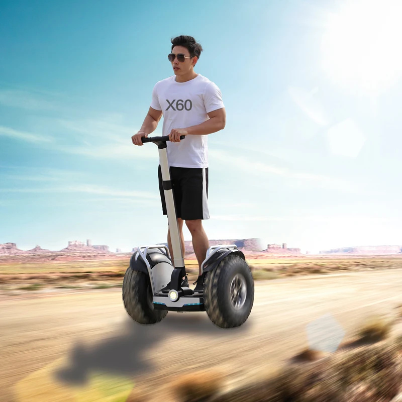 

2019 Off road big 2 wheel gyropode cart 2400w 19 inch self balancing electric scooter for sports with handle bar, Grey/white/silver