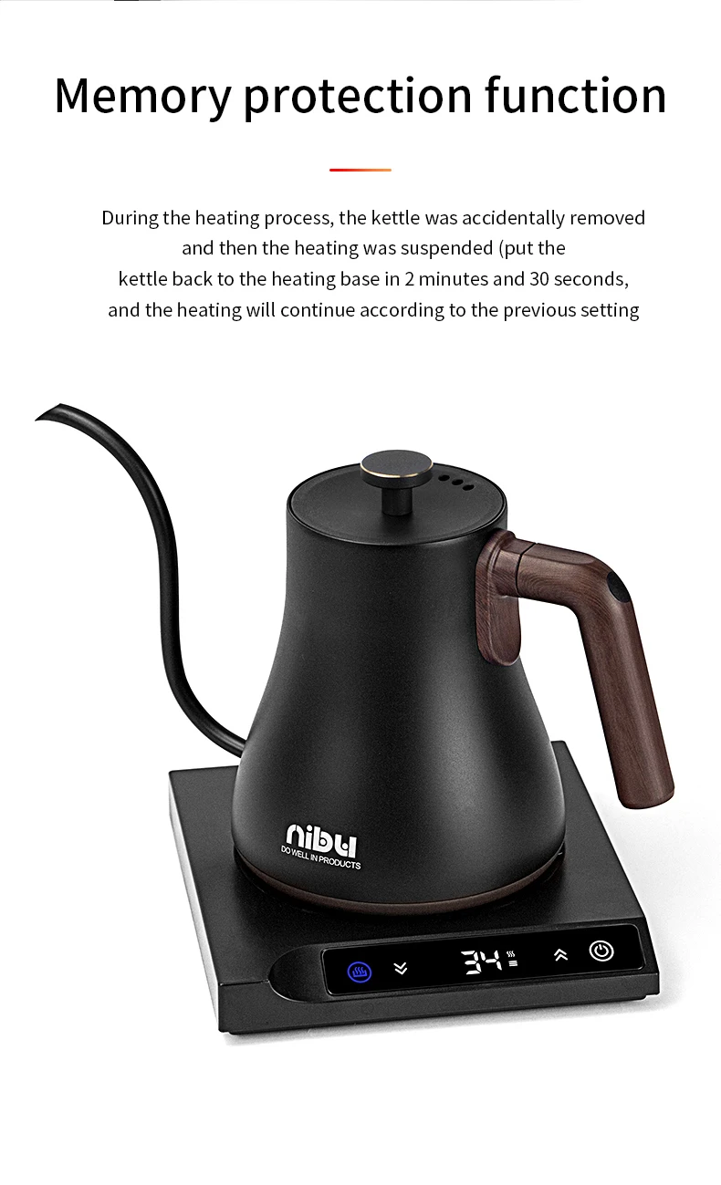 Nibu Small Coffee Electric Kettle With Temperature Control Tea Pot Drip