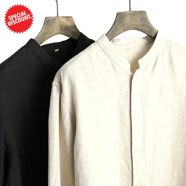 

Low price discount promotion Wholesale 100% Summer Fashion Formal Men Long Sleeve Casual Linen Shirt For Sale