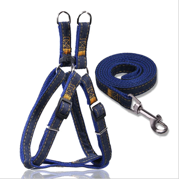 

Other Pet Products Custom Logo Private Label Adjustable Jean Denim Small Pet Dog Harness, Red,black,blue