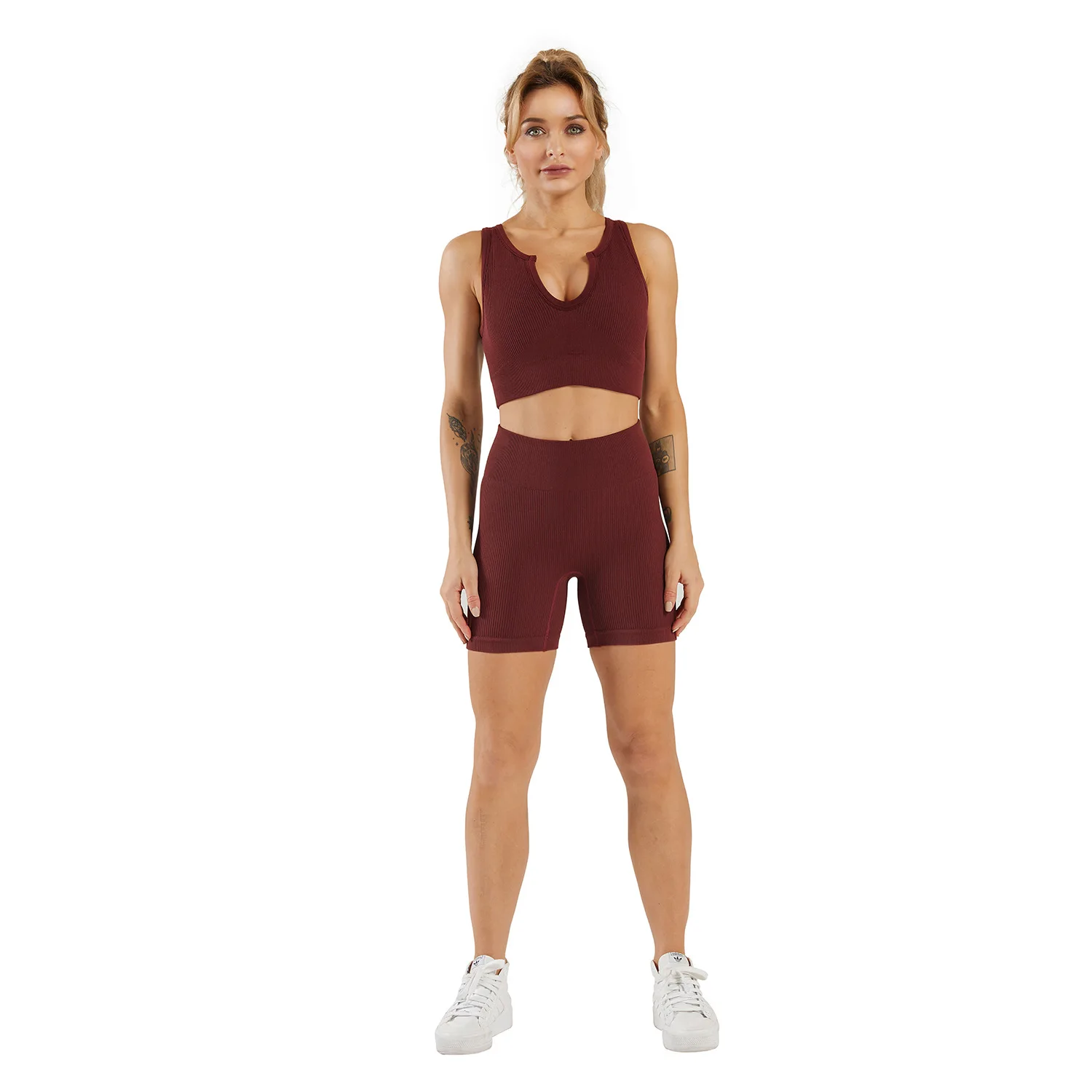 

2021 New Cheap Yoga Set Seamless Sexy Sports Gym Fitness Set Sportswear Yoga Short Sets