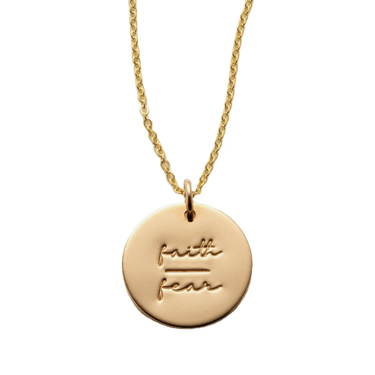 

Delicate Faith Over Fear Inspired Necklace Simple Mind Over Matter inspirational Disc Pendant Necklace Jewelry  ,18inch