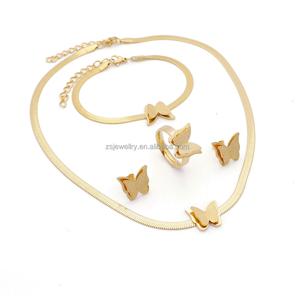 

Butterfly Fashion Sets Gold Plated Stainless Steel Yiwu Customized Women Jewelry Set African