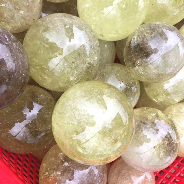

Jialin jewelry High quality yellow crystal spheres natural citrine stone balls for fengshui
