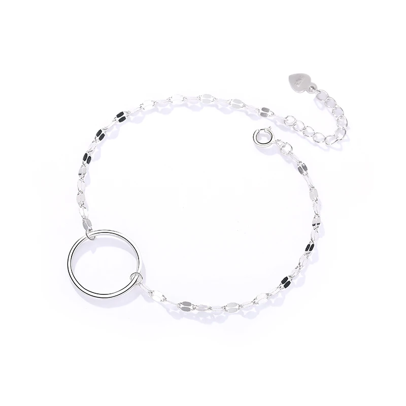 

s925 sterling silver Korean niche design simple round bracelet L323L