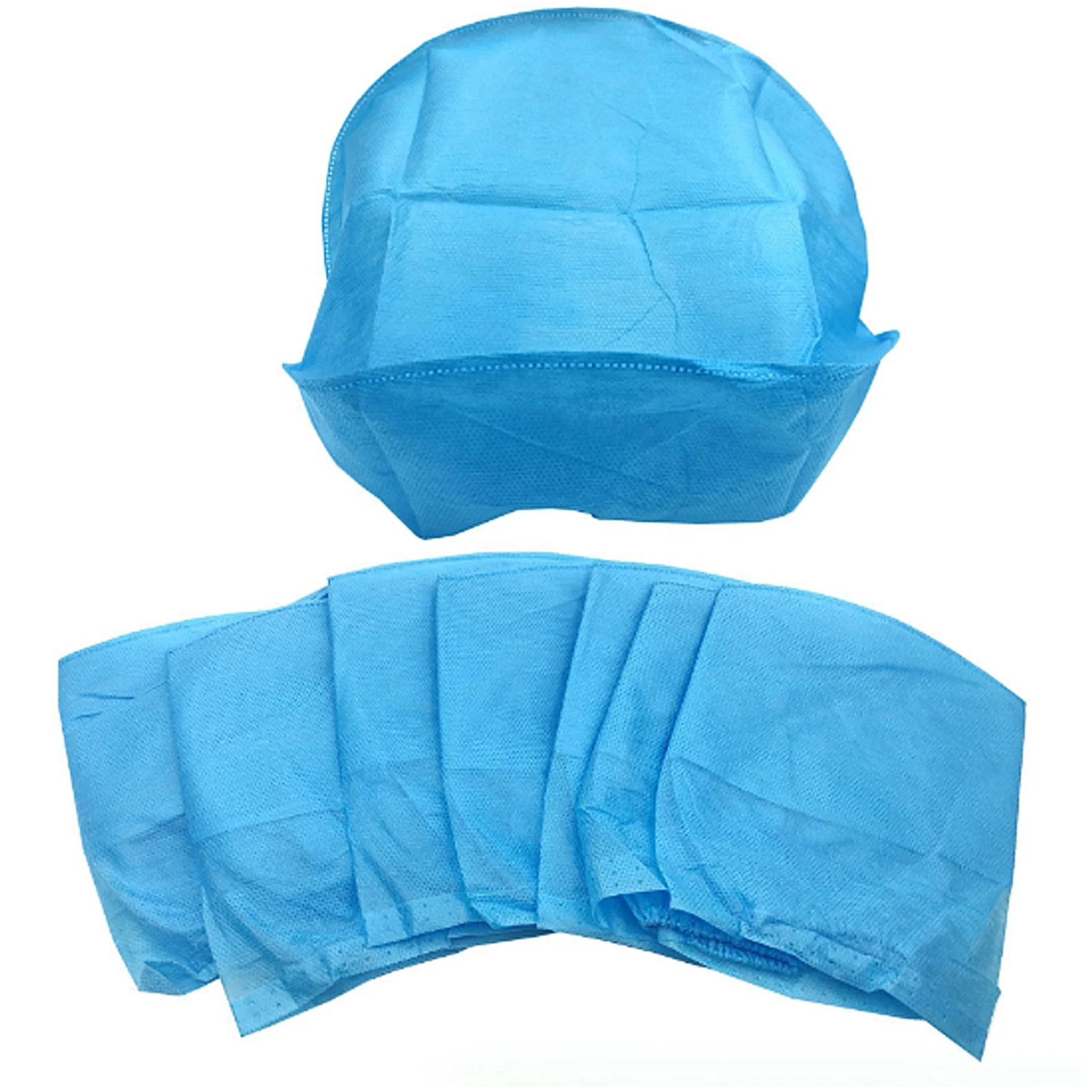 

disposable non woven pleated type bouffant surgical cap doctor hat, Blue