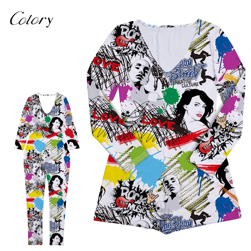 

Colory Trendy Pajamas Women's Casual Pants Body Suit Onesie, Picture shows