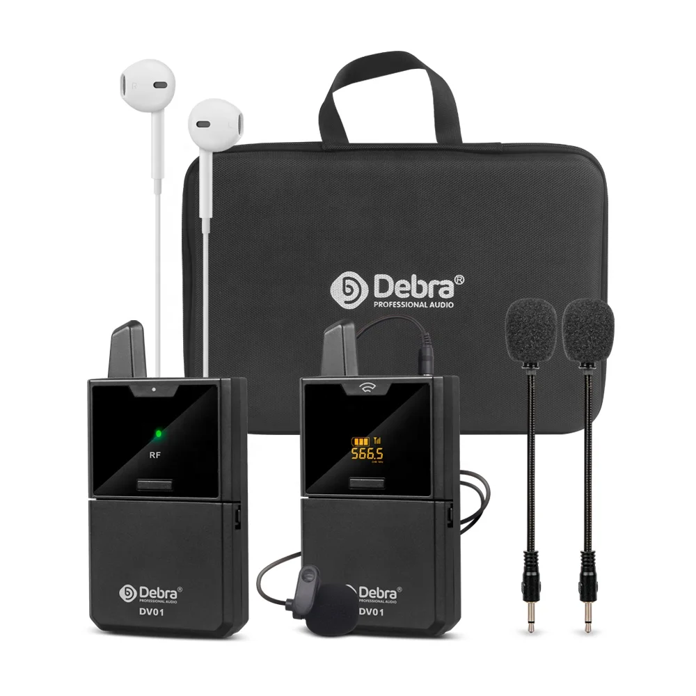 

Debra Audio DV01 UHF wireless system with handbag and short microphone Set for recording interview with smartphone DSLR camera