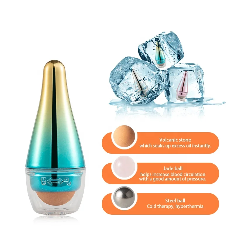 

Eliter Amazon Newly Designed Ice Roller Matte Oil Absorbing Volcanic Stone Roller Stone Double Massage Face Roller