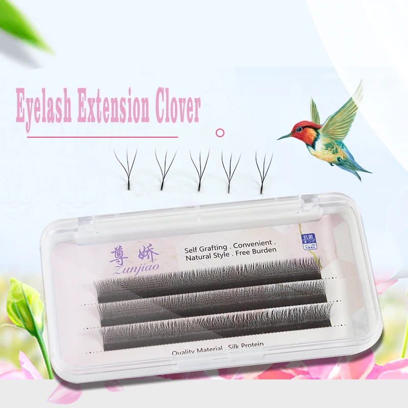 

Custom logo new eyelash extension clover w shape lash makeup tools, Natural black