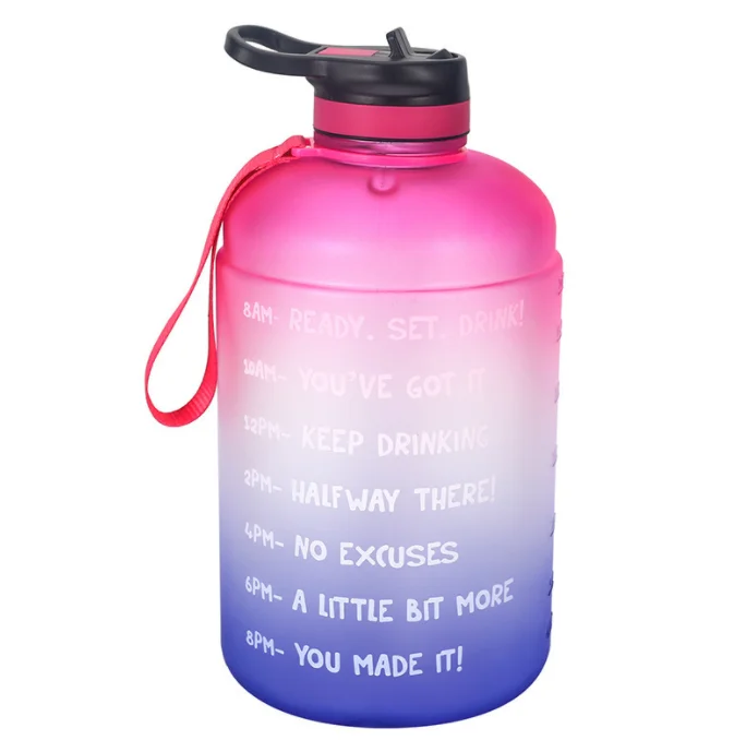

Large 1 Gallon Motivational Water Bottle with 2 Lids Leakproof BPA Free Tritan Sports Water Jug with Time Mark, Customized color acceptable