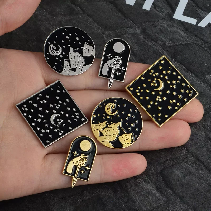 

Fashion moon starry sky alloy pin brooch for women men jewelry