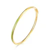 Minimalist gold plated half enamel band double color solid 925 silver women bracelet bangle