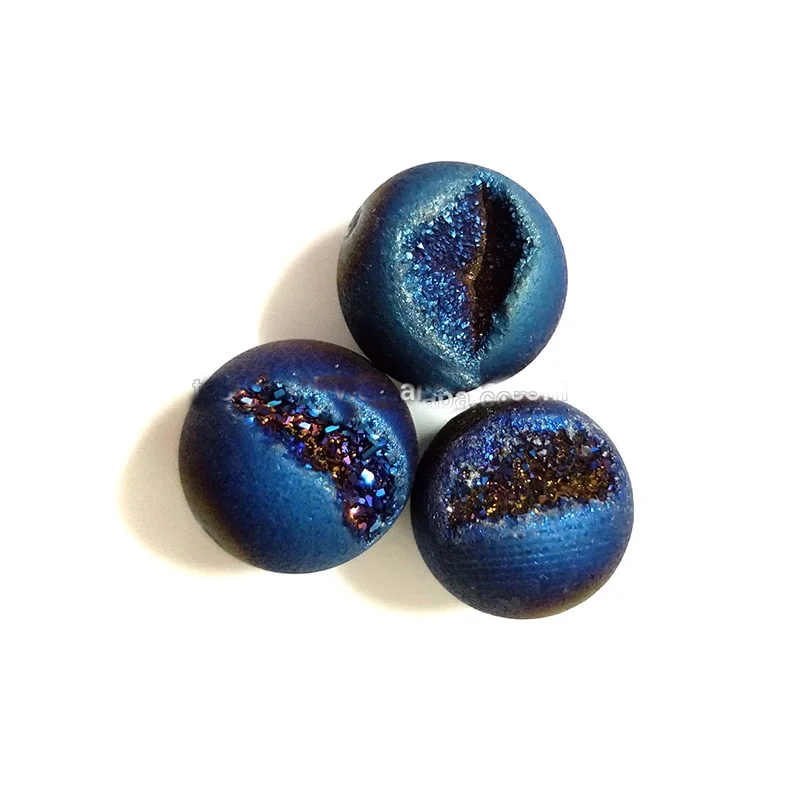 

Wholesale Natural round ball quartz geode Blue Beads Druzy Agate Stone 20mm pendant Jewelry charms Making, Blue druzy stones wholesale