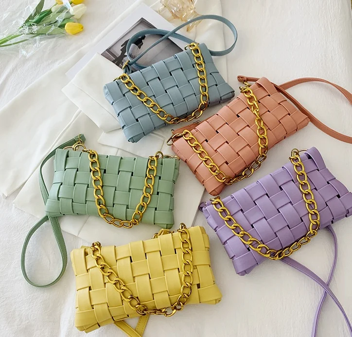 

New Product Fashion Purses Designer Handbags Famous Brands 2021 Purses And Handbags Pu Woven Chain Women Hand Bags