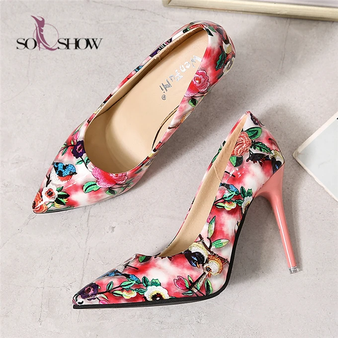 

Wholesale latest popular thin heel ladies printed summer sandals comfort women high heels