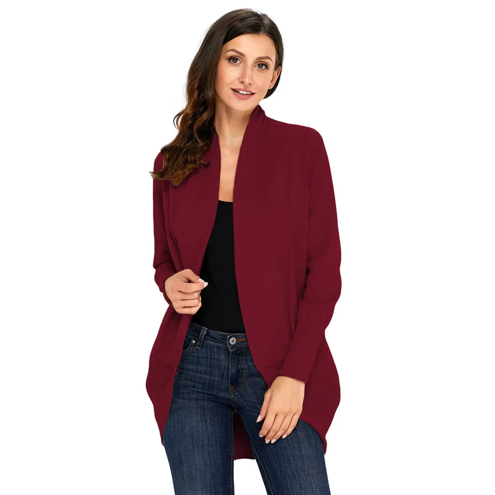 

factory New solid color long sleeve slim cardigan de mujer casual open wool knit women sweater coat