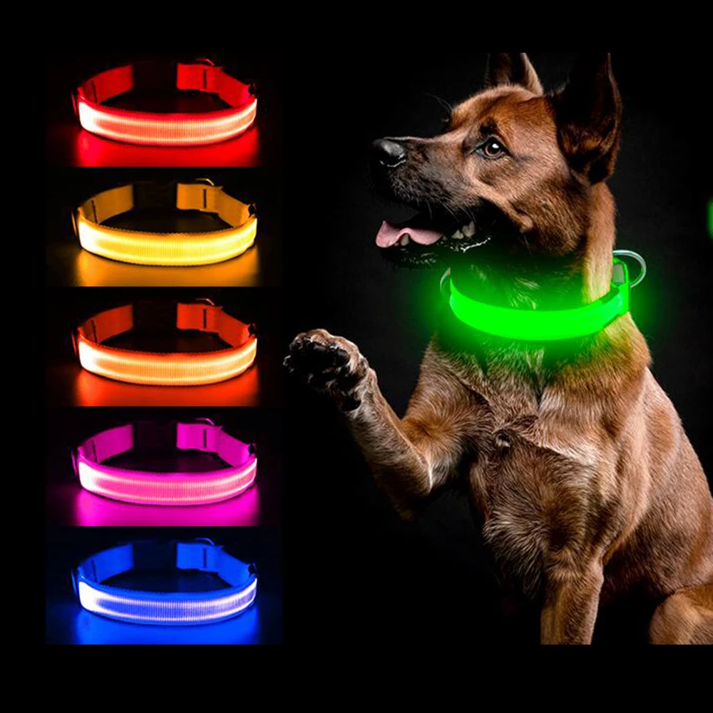 

Pet Supplies LED Lights Pets Cat Dog Collars Waterproof Adjustable Polyester Puppy Collars For Large Small Dogs, White, blue,purple, red, pink, yellow, green,orange, colorful
