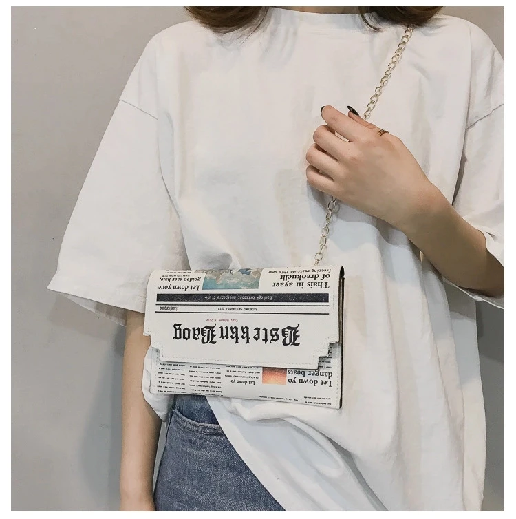 

Summer crossbody purse Instagram super hot chain one shoulder bag newspaper women bag