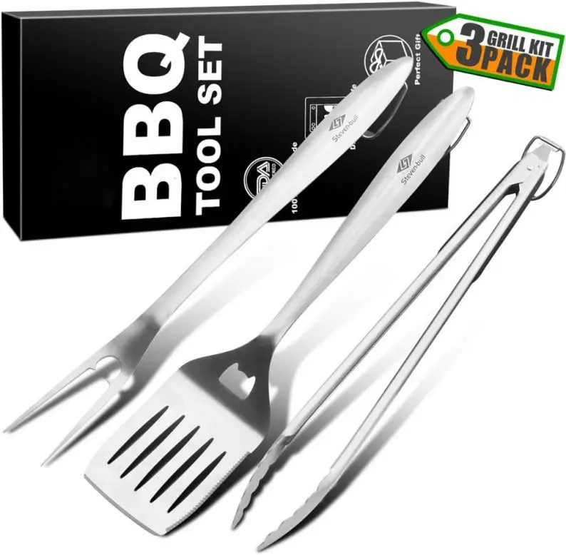 

2021 Hot selling Set of 3 pcs BBQ tool including food turner fork tong