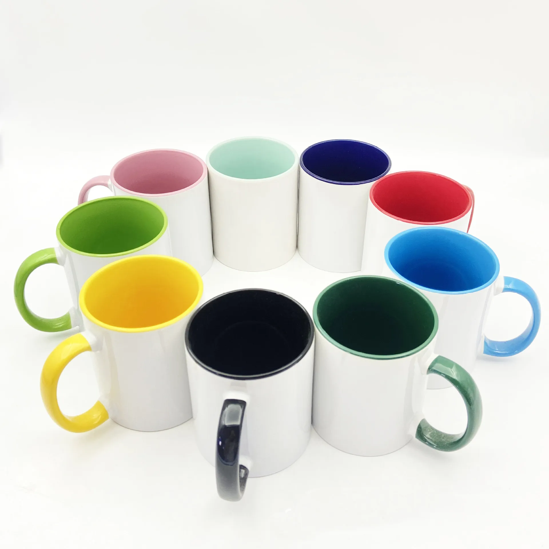 

11OZ ceramic color glaze cup simple color mug printed logo color coffee cup export ceramic cup, Customized color