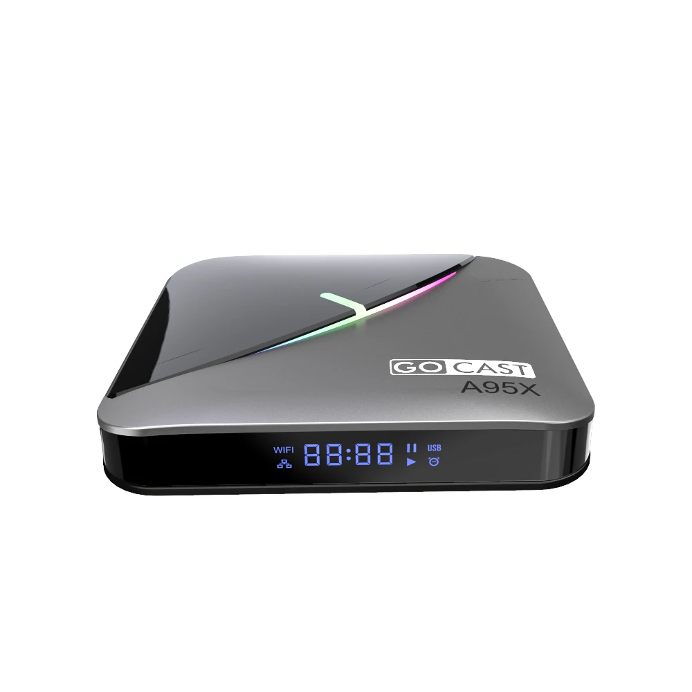 

Elebao Gocast smart 8k Android TV Box Android 9.0 S905X3 RGB Lights 4/32GB 2.4G/5G WiFi fast boot USB3.0 Youtube Netflix OTT Box