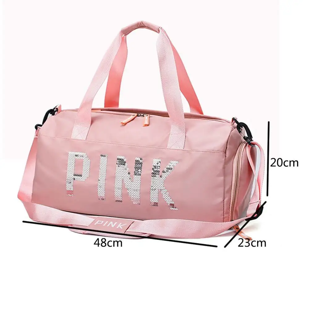 
Custom Lightweight Waterproof Gym Large Capacity Sport Bag Outdoor Travel Pink duffle Bag With Shoe Compartment 