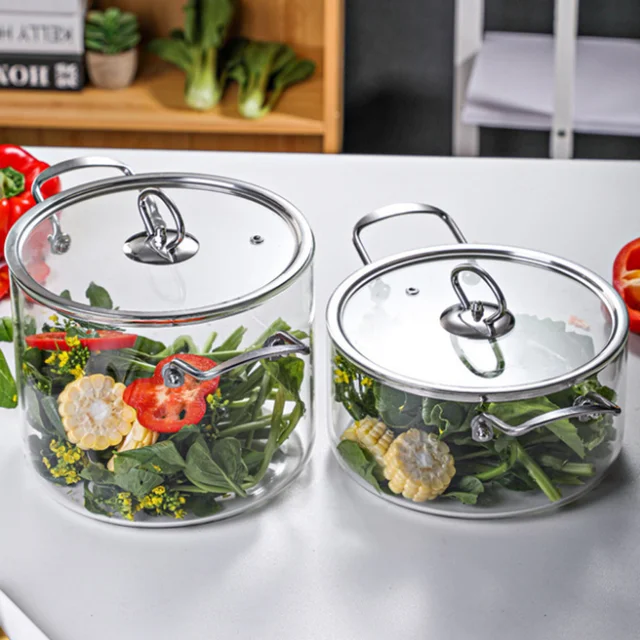 

Kitchenware heat resistant glass cooking pot borosilicate glass pots with cover cookware sets, Transparent glass