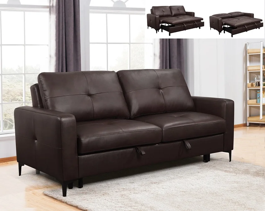 Custom genuine leather futon covers Modern Design Genuine Leather Sofa Bed 3 Seater Living Room Cum Factory Wholesale Buy Futon Sleeping Multi Function Product On Alibaba Com