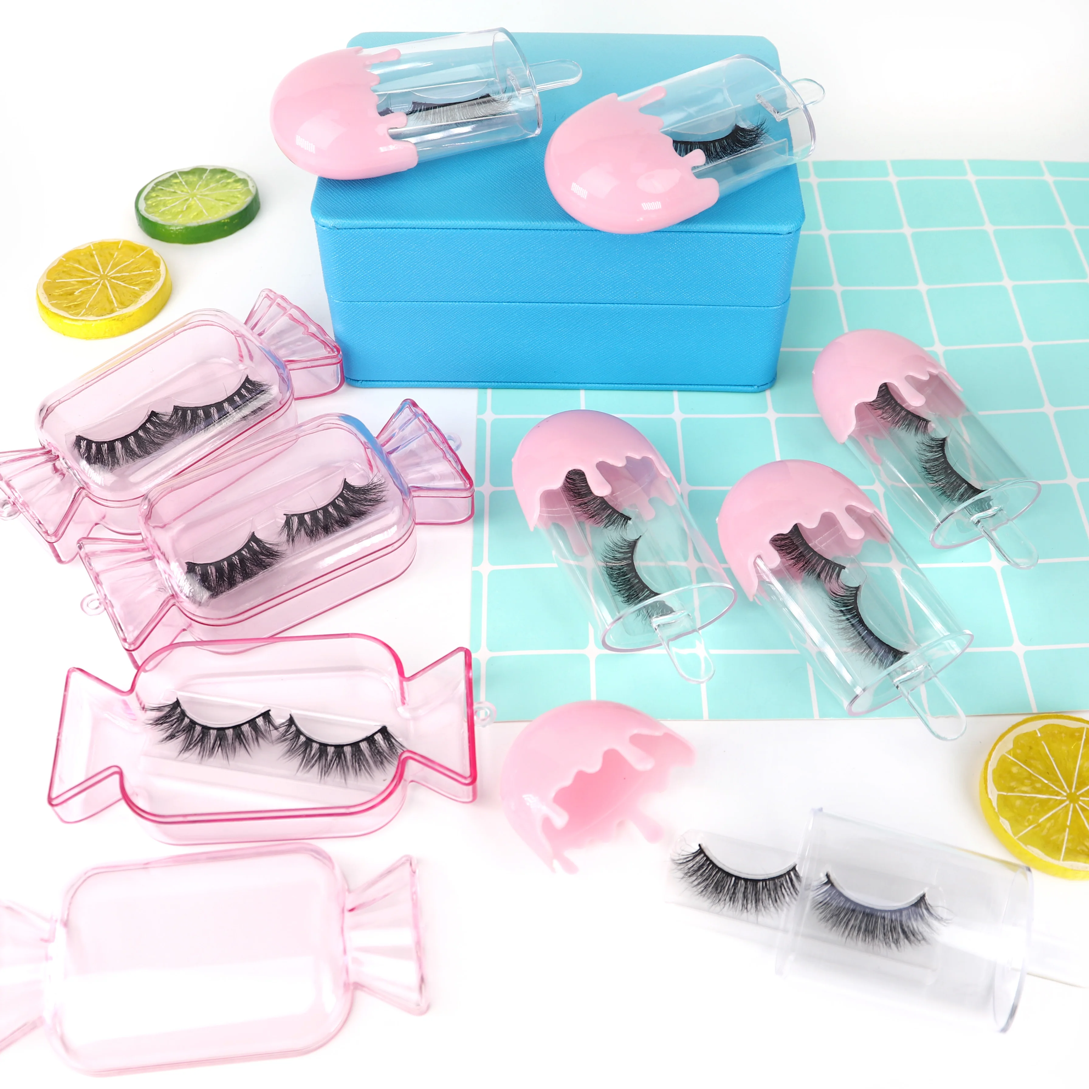 

2021 wholesale 6D short mink lahes 3d mink eye with candy eyelashes box