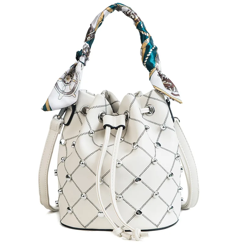 

Shoulder bags 2020 ladies women genuine bucket handbags fishing net bag scarves cute handbags bags women, Accpet customized color
