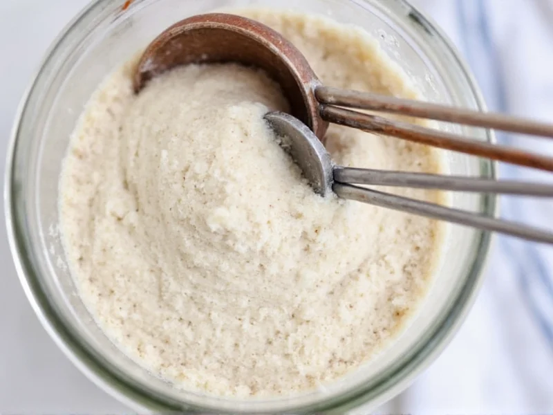 Homemade cake mix in mason jar with measuring spoons