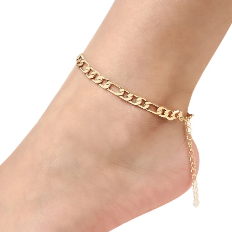 

4.5MM Charm Anklets For Women Stainless Steel Polished Figaro Chains Hip Hop Jewelry Anklet Bracelets Gifts 2021