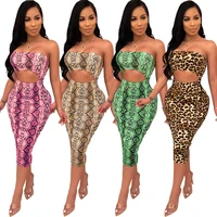 

XA3209 women trendy fashion snakeskin off shoulder sexy bodycon dress