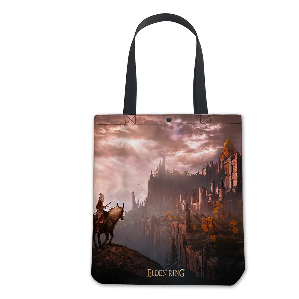 

2022 New Designer Fashion Customized Logo Elden Ring Game Fan Canvas Eco Friendly Foldable Reusable Tote Shopping Bag