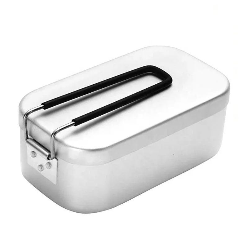 

Amazon hot sale Japan bento box outdoor camping storage box with handle aluminum mess tin