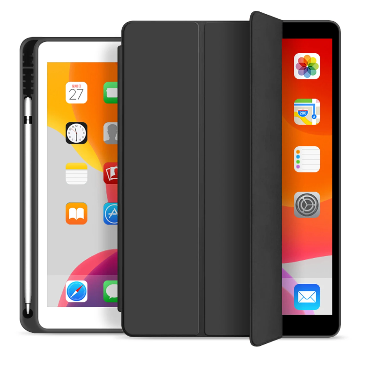 

Trifold Soft Case For iPad Mini 1234/Air 1/2/for ipad 2/3/4/for ipad 10.2 With TPU Leather