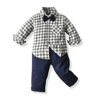 

Wholesale boys formal clothing 2pcs Toddler Boys shirt pant set long sleeve Kids Clothes