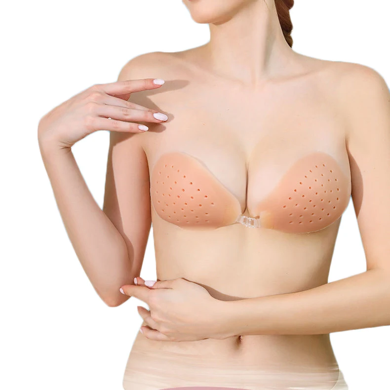 

New Arrival Super Soft Breathable Perforated Invisible Silicone Adhesive Bra, Nude