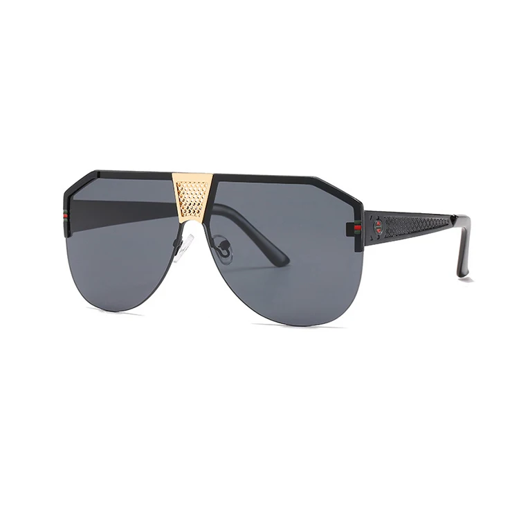 

2020 newest Square One Piece Big Frame Metal Sunglasses oversized personalized Outdoor driving sunglasses
