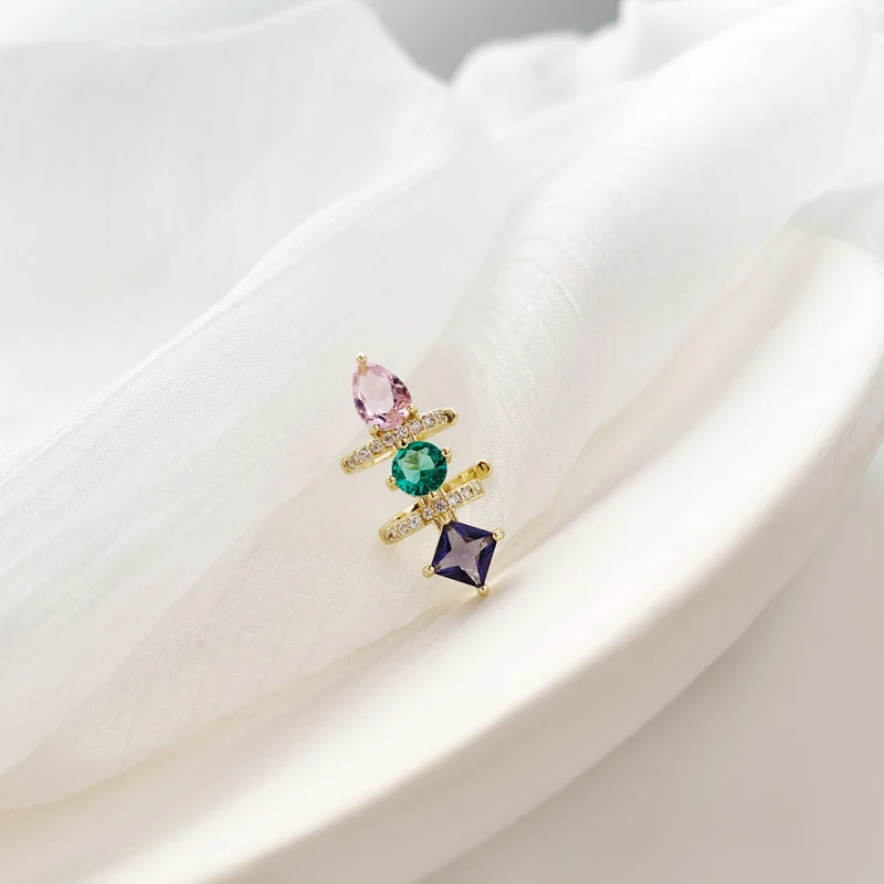 

Vershal D-17 Newest Fashion 18k Gold Plated Luxury Colorful ZC Clip-on Earrings For Women Jewelry