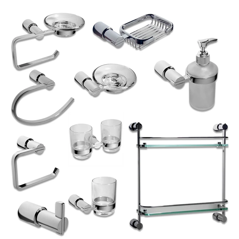 

unique modern glass luxury black stainless paper bathroom accessories set 6 china