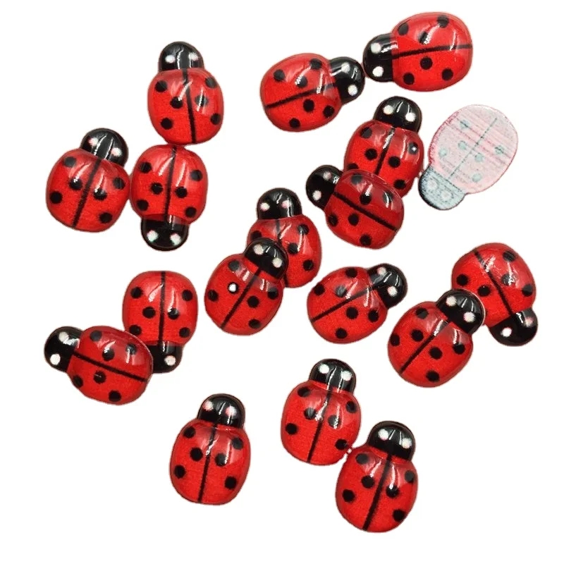 

Artificial Red Beetle Ladybug Miniature Kawaii Charms 13/15/19mm 100pcs Factory Supplies DIY Craft