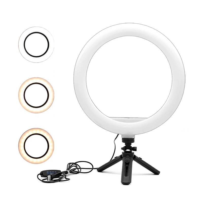 

Foldable Phone Tripod Stick Fill Light Ring Lamp 10 Inch Phone LED Circle Ring Light With Tripod Stand