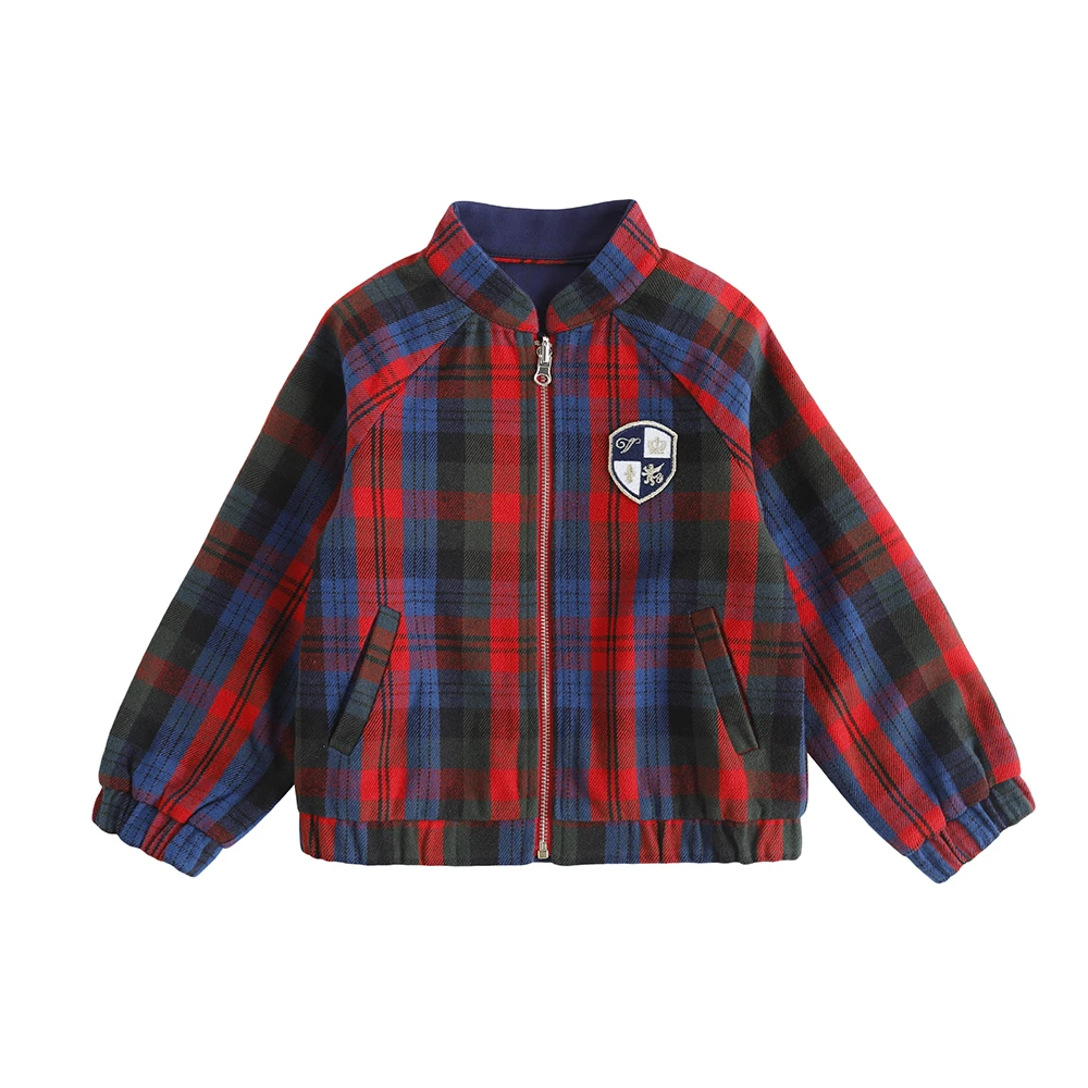 

branded children's boys jackets high quality plaid kids outerwear wholesale and support OEM Customized