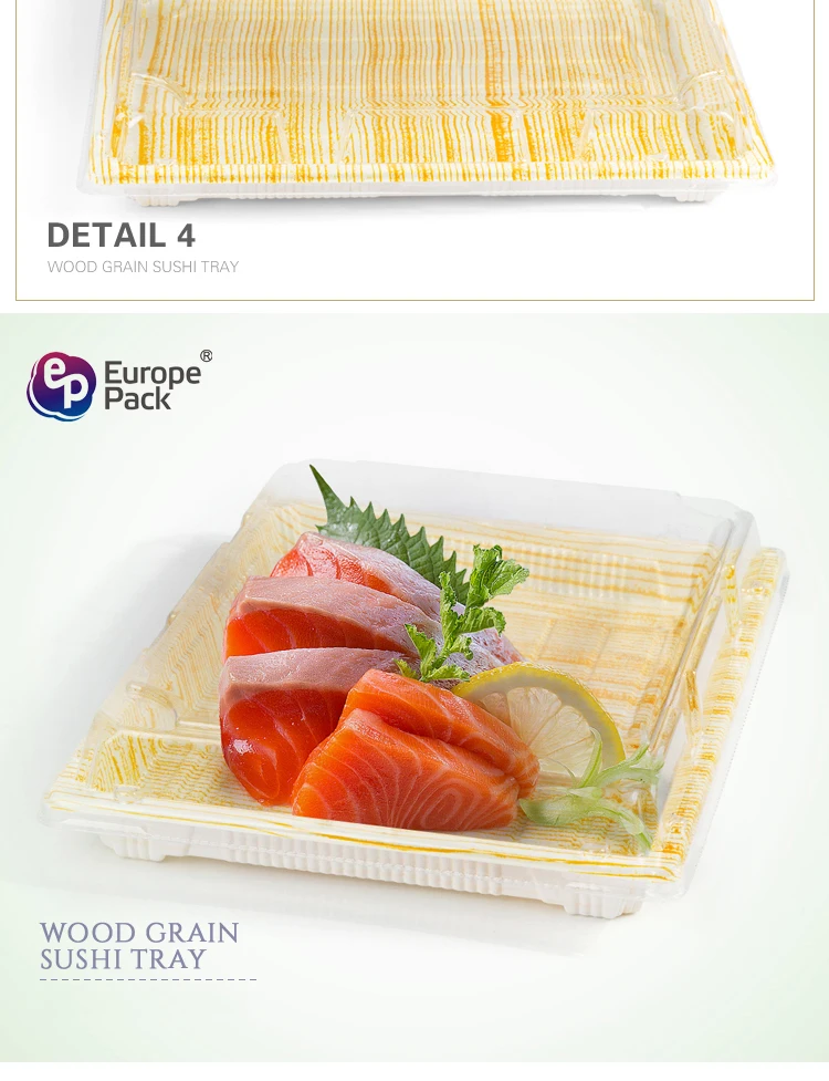 Newest design 10 inch square shape takeaway disposable patisserie sushi packaging tray
