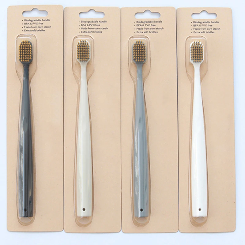 

4 colors optional bamboo toothbrush color environmentally friendly organic natural bamboo charcoal fine hair soft toothbrush